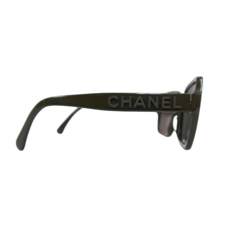 CHANEL Sunglasses Eyewear Black Resin Frame Square Gray Lens 56□17 140 with Original Box, Case & Cleaning Cloth