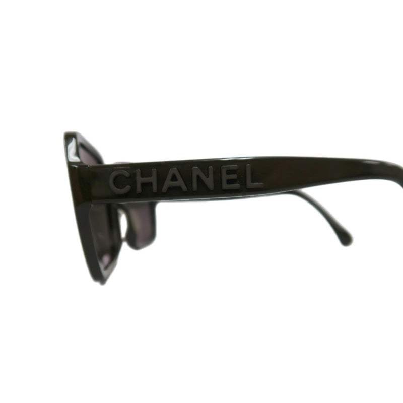 CHANEL Sunglasses Eyewear Black Resin Frame Square Gray Lens 56□17 140 with Original Box, Case & Cleaning Cloth