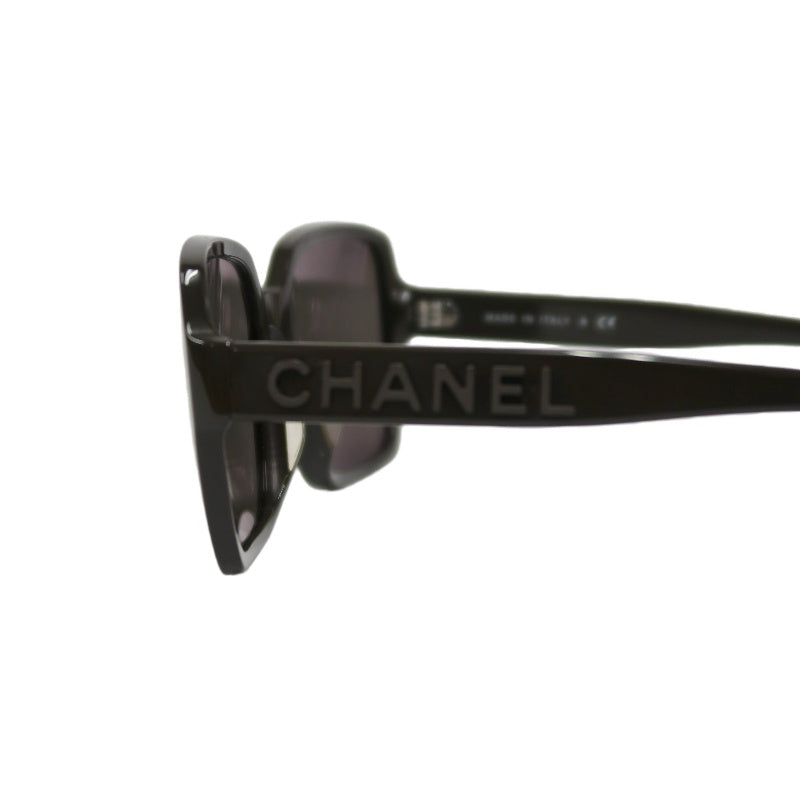 CHANEL Sunglasses Eyewear Black Resin Frame Square Gray Lens 56□17 140 with Original Box, Case & Cleaning Cloth