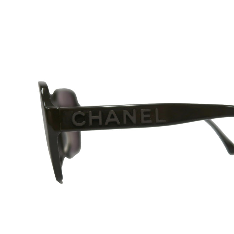 CHANEL Sunglasses Eyewear Black Resin Frame Square Gray Lens 56□17 140 with Original Box, Case & Cleaning Cloth