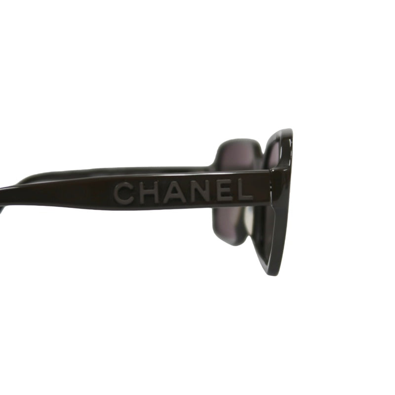 CHANEL Sunglasses Eyewear Black Resin Frame Square Gray Lens 56□17 140 with Original Box, Case & Cleaning Cloth