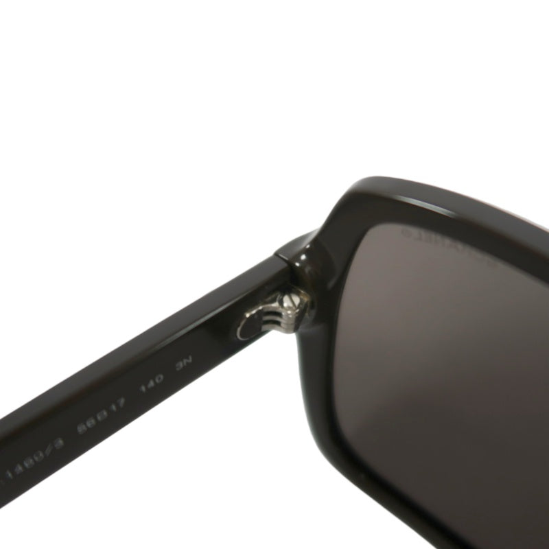 CHANEL Sunglasses Eyewear Black Resin Frame Square Gray Lens 56□17 140 with Original Box, Case & Cleaning Cloth