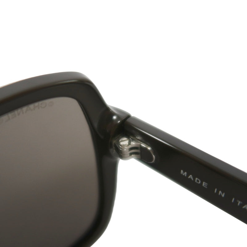 CHANEL Sunglasses Eyewear Black Resin Frame Square Gray Lens 56□17 140 with Original Box, Case & Cleaning Cloth