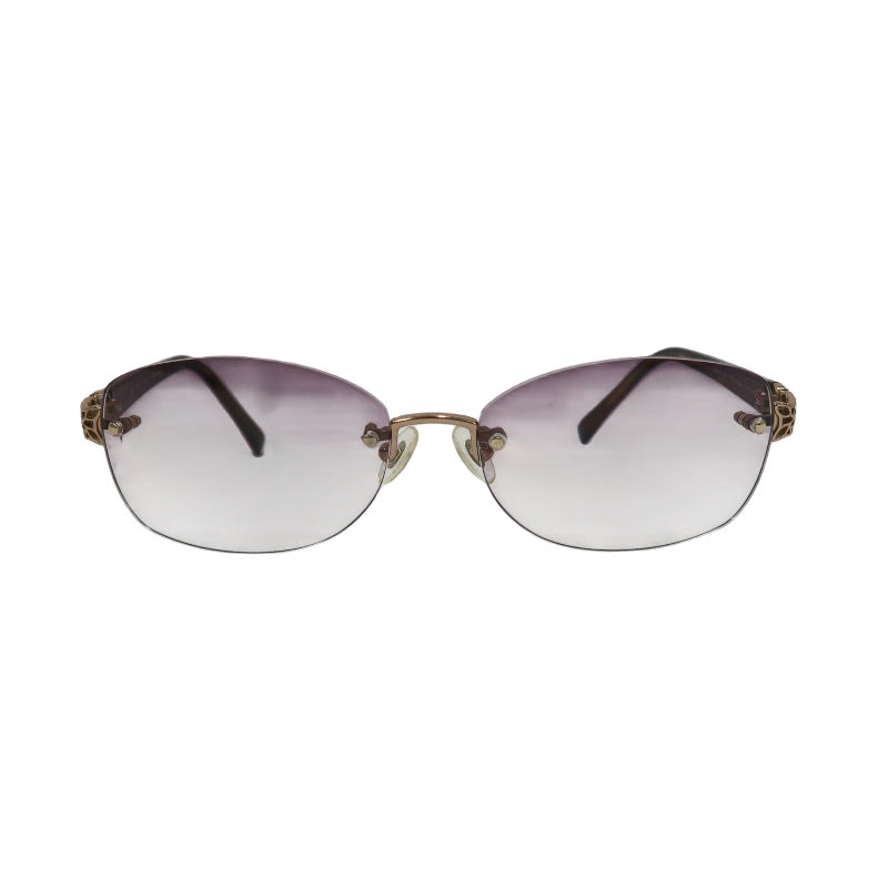 NINA RICCI Sunglasses Eyewear Gold Rimless Purple Gradient Lens Carved Decoration Elegant