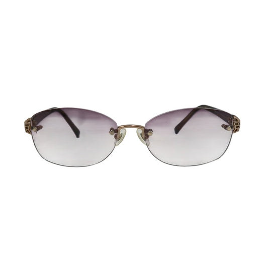 NINA RICCI Sunglasses Eyewear Gold Rimless Purple Gradient Lens Carved Decoration Elegant