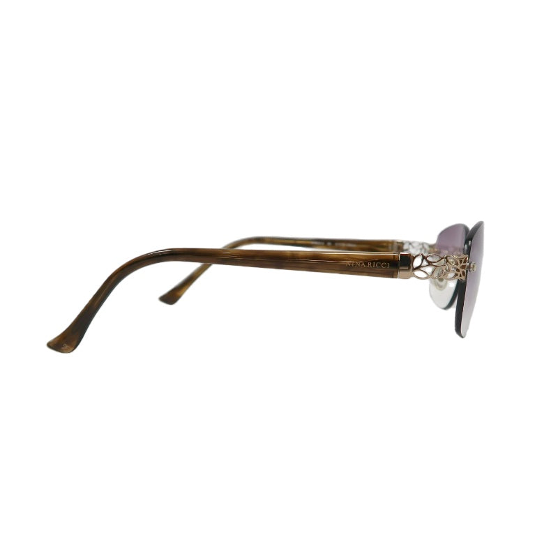 NINA RICCI Sunglasses Eyewear Gold Rimless Purple Gradient Lens Carved Decoration Elegant