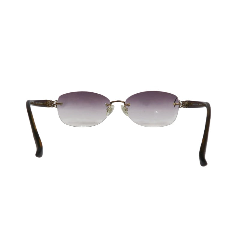 NINA RICCI Sunglasses Eyewear Gold Rimless Purple Gradient Lens Carved Decoration Elegant