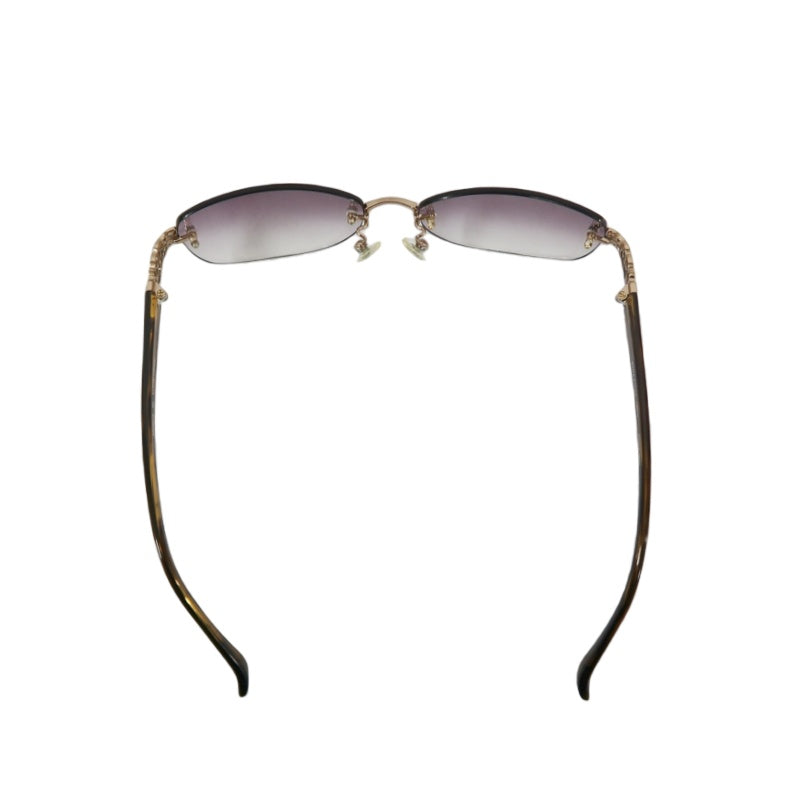 NINA RICCI Sunglasses Eyewear Gold Rimless Purple Gradient Lens Carved Decoration Elegant