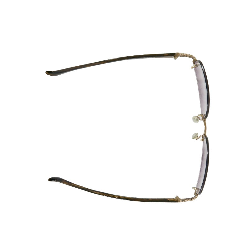 NINA RICCI Sunglasses Eyewear Gold Rimless Purple Gradient Lens Carved Decoration Elegant