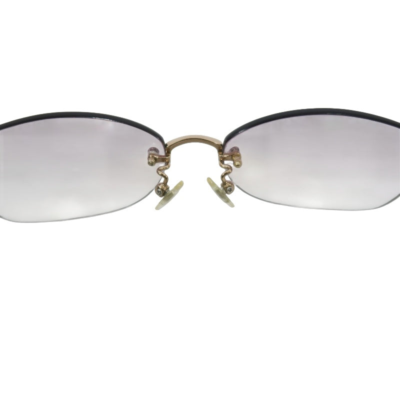 NINA RICCI Sunglasses Eyewear Gold Rimless Purple Gradient Lens Carved Decoration Elegant