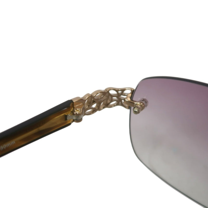 NINA RICCI Sunglasses Eyewear Gold Rimless Purple Gradient Lens Carved Decoration Elegant