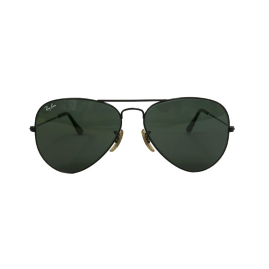 RAY-BAN Aviator Sunglasses Eyewear Black Metal Frame Green Lens Teardrop Classic Model
