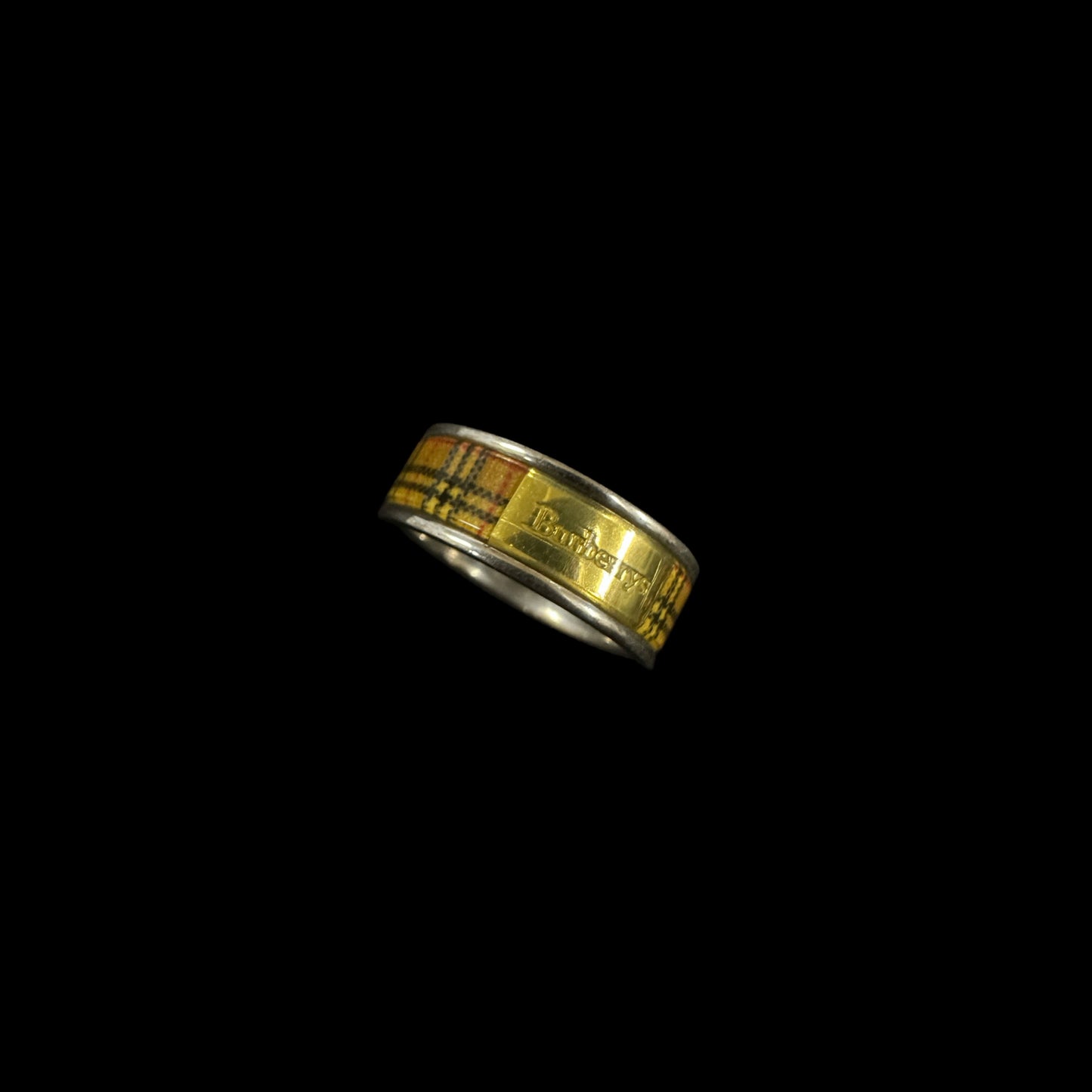 BURBERRY check pattern ring, sterling silver 925
