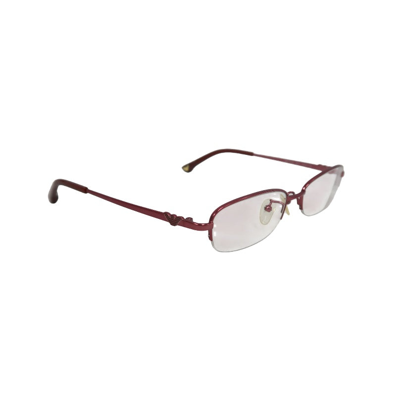GIORGIO ARMANI Eyeglasses Eyewear Red Metal Frame Half-rim Clear Lens Business Casual