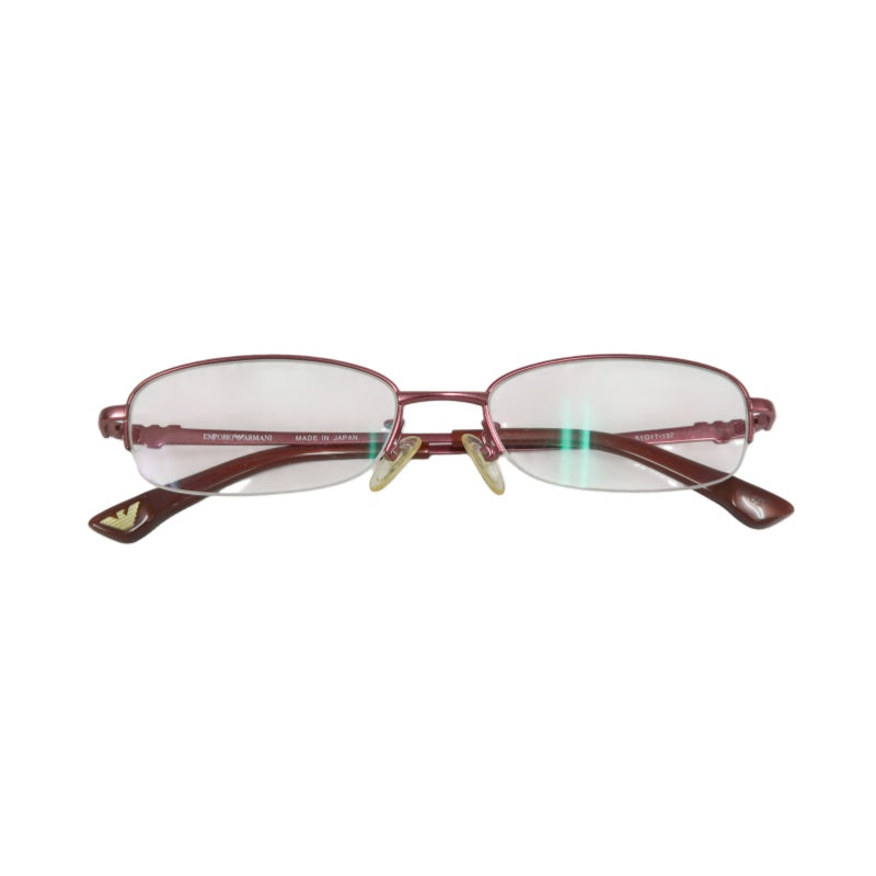 GIORGIO ARMANI Eyeglasses Eyewear Red Metal Frame Half-rim Clear Lens Business Casual