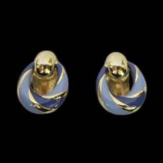 VOGUE BIJOUX gold-plated blue-tone alloy clip-on earrings