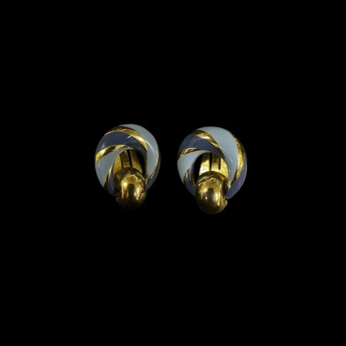 VOGUE BIJOUX gold-plated blue-tone alloy clip-on earrings