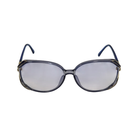 YVES SAINT LAURENT YSL Sunglasses Eyewear Blue Frame Oval Light-tone Lens Gold Accent Vintage Style