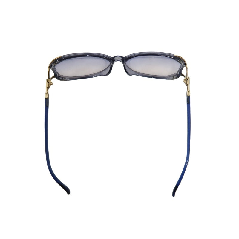YVES SAINT LAURENT YSL Sunglasses Eyewear Blue Frame Oval Light-tone Lens Gold Accent Vintage Style