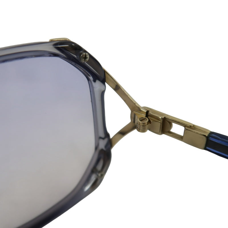 YVES SAINT LAURENT YSL Sunglasses Eyewear Blue Frame Oval Light-tone Lens Gold Accent Vintage Style