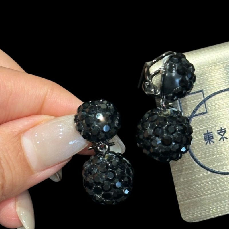 FOXEY black rhinestone clip-on earrings