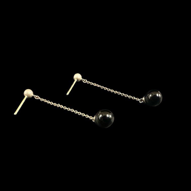 Tiffany & Co. 925 sterling silver onyx earrings, with dust bag