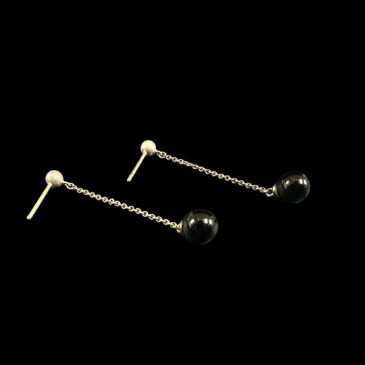 Tiffany & Co. 925 sterling silver onyx earrings, with dust bag