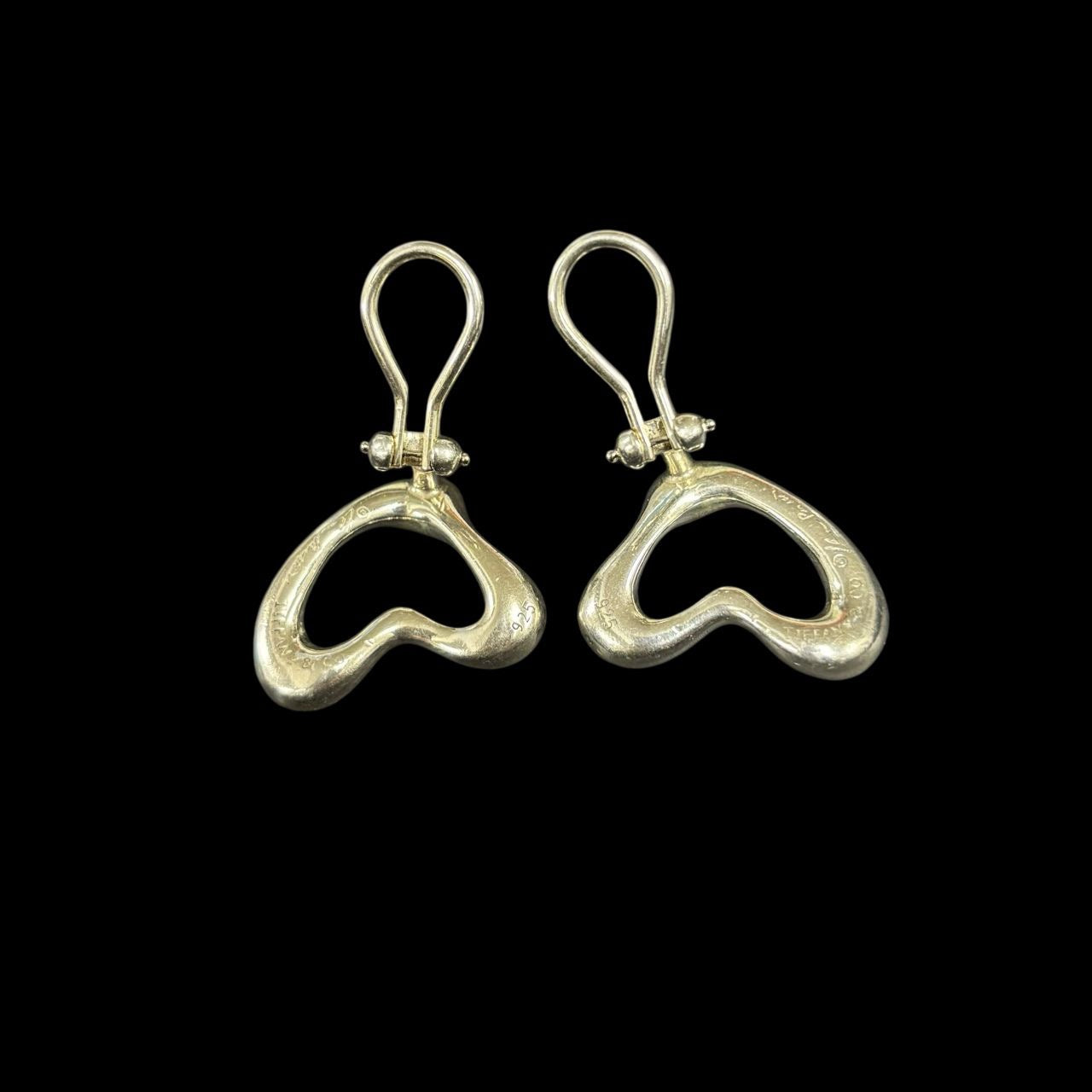 Tiffany & Co. 925 sterling silver Open Heart clip-on earrings