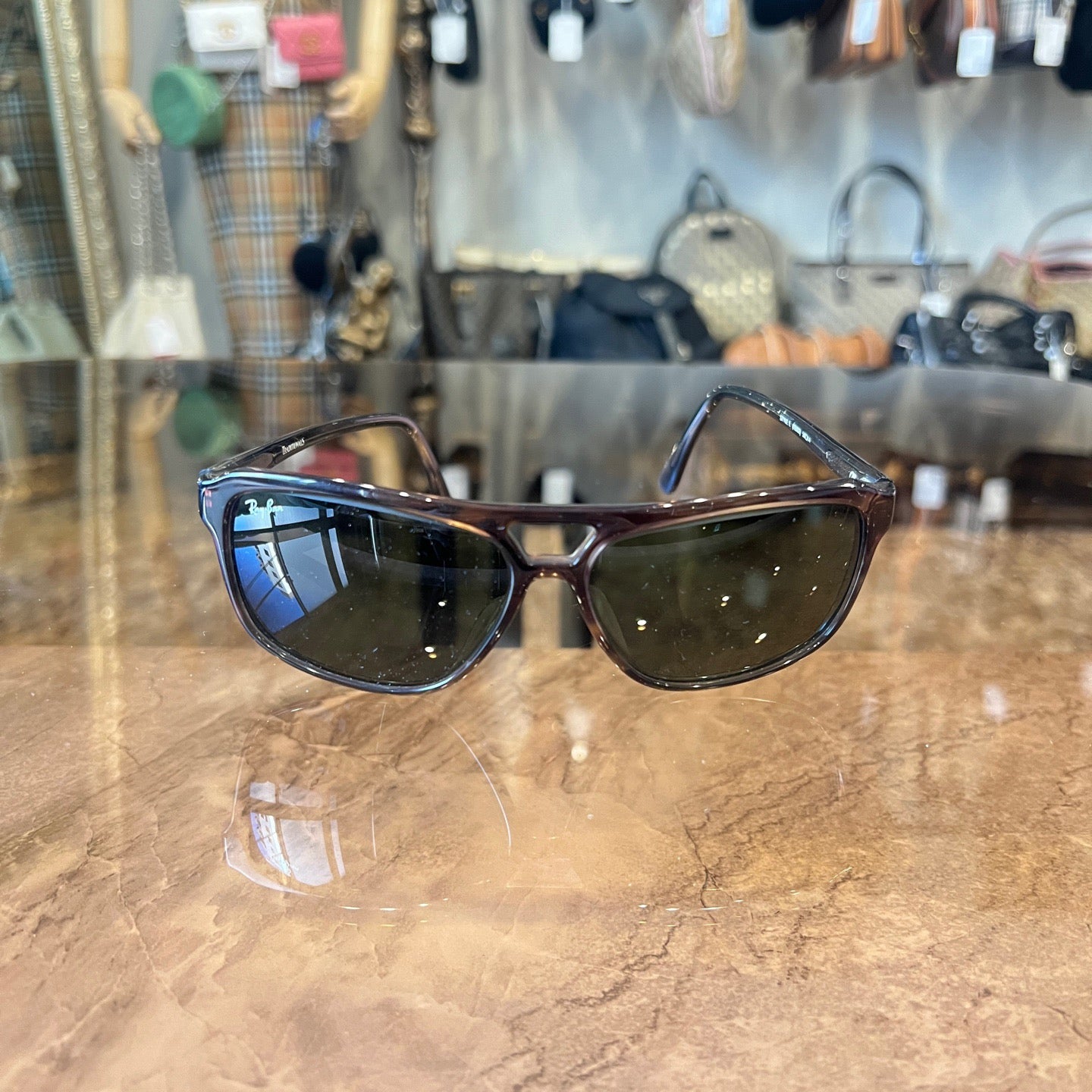 Ray-Ban sunglasses, brown, dark green, resin lens, with soft case
