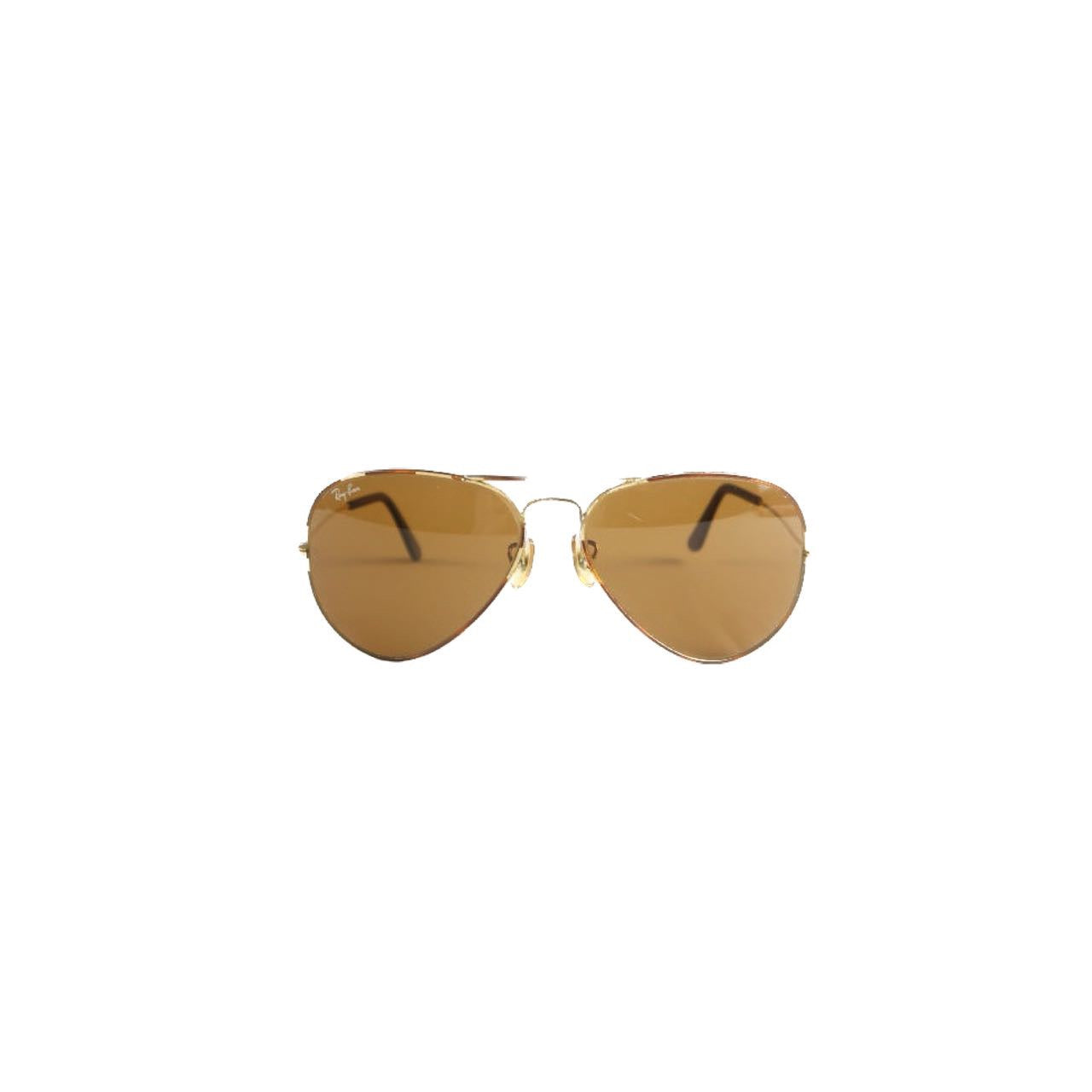 Ray-Ban sunglasses, brown, gold hardware, resin lens, with soft case