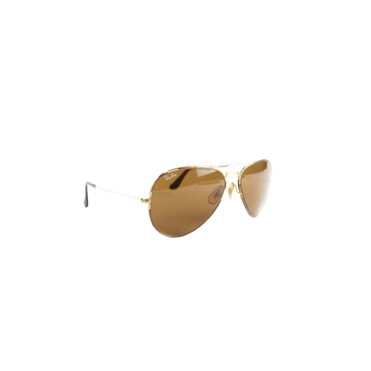 Ray-Ban sunglasses, brown, gold hardware, resin lens, with soft case