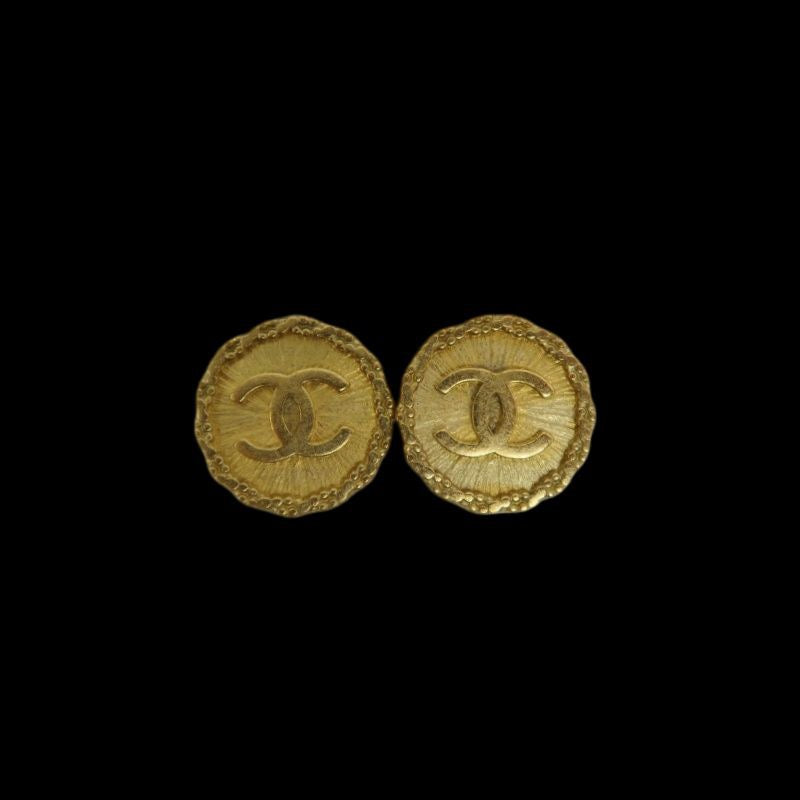 CHANEL earrings, gold-plated, Coco Mark, gold, alloy, clip-on, with box