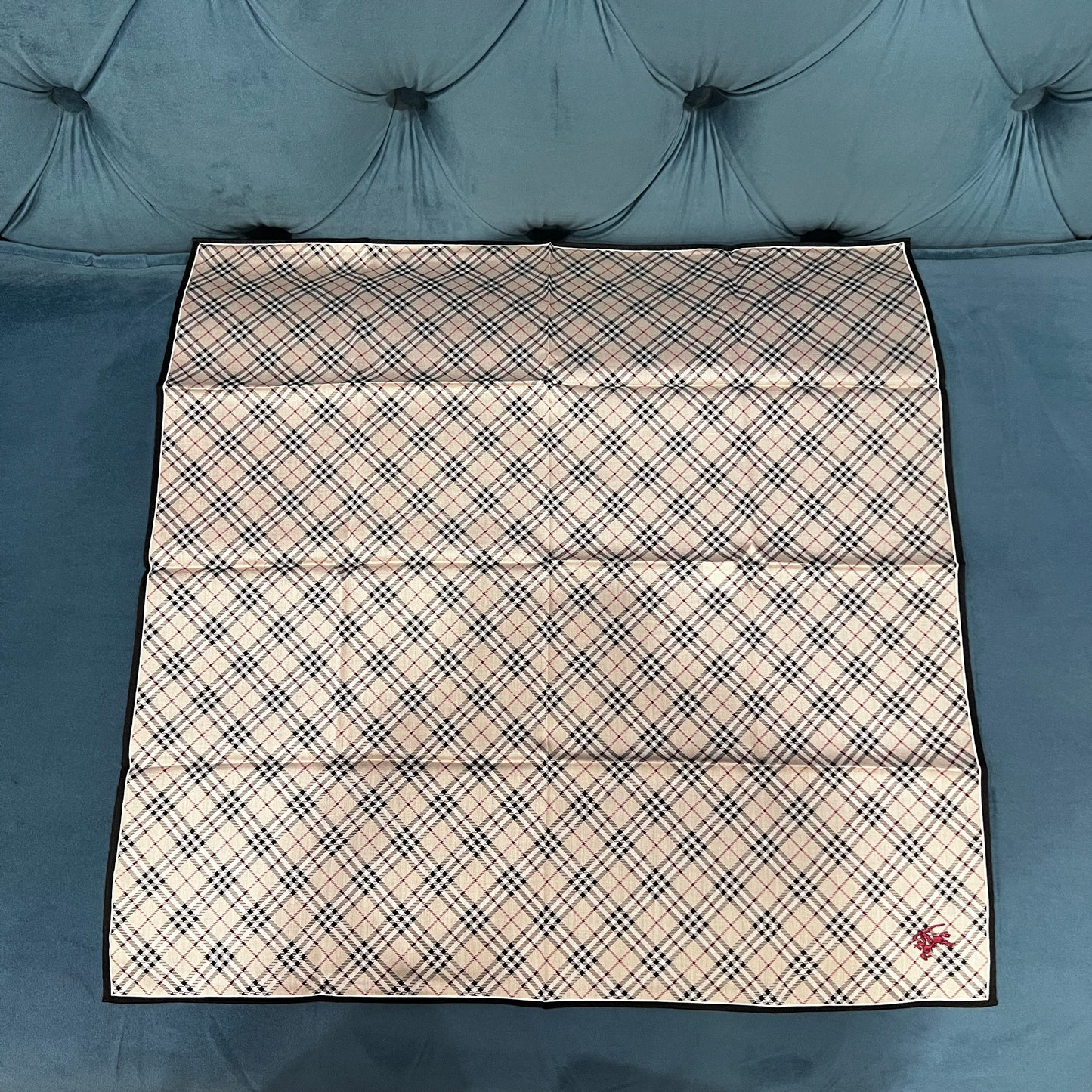 BURBERRY Check Cotton Handkerchief Black Red