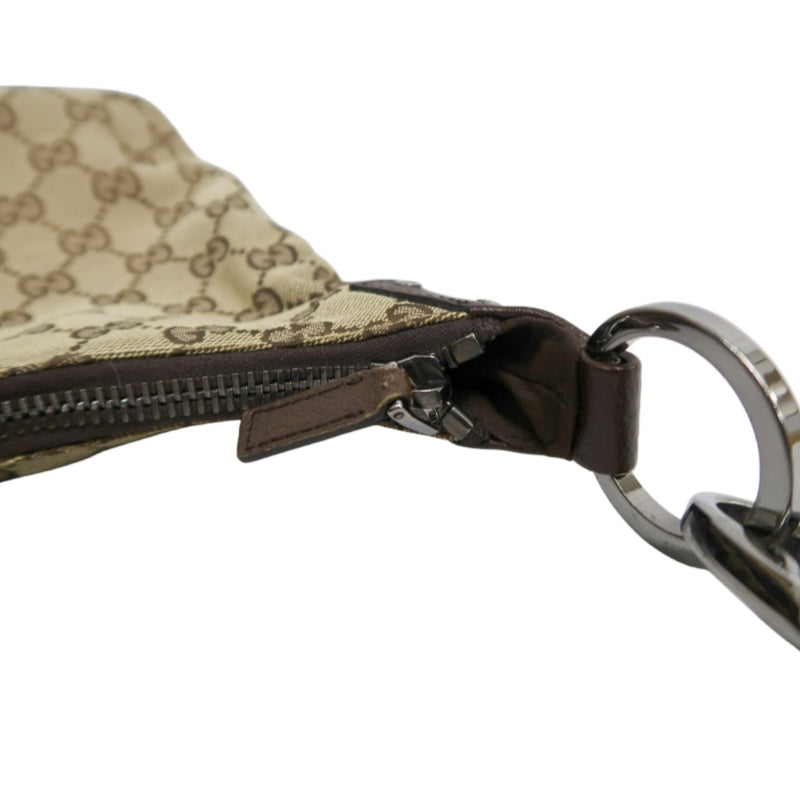 GUCCI GG Canvas Shoulder Bag, Brown with Silver Hardware, GG Monogram Canvas
