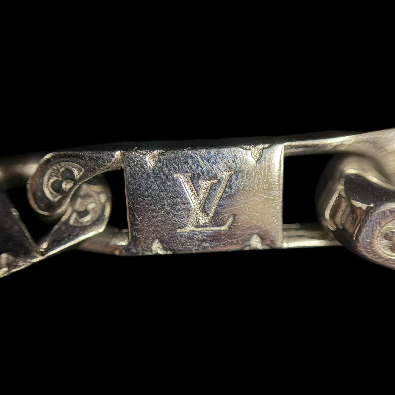 LOUIS VUITTON Necklace Monogram Tide Up Accessory Silver Metal Chain Monogram Pattern 　 Box & Dust Bag