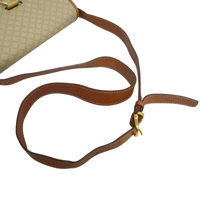 CELINE Macadam Shoulder Bag, Beige, Gold Hardware, CELINE Monogram PVC Saddle Crossbody Bag