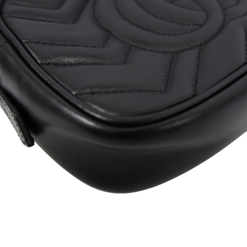 GUCCI GG Marmont Mini Camera Bag, Leather, Black, Gold Hardware