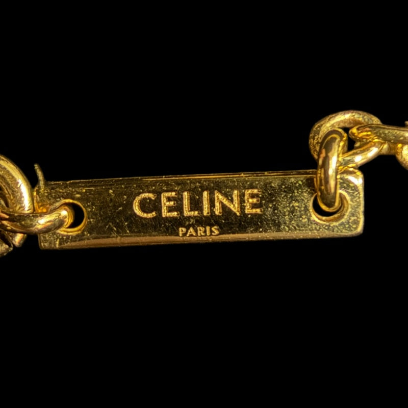 CELINE Triomphe Necklace Accessory Gold Metal Double Chain Box