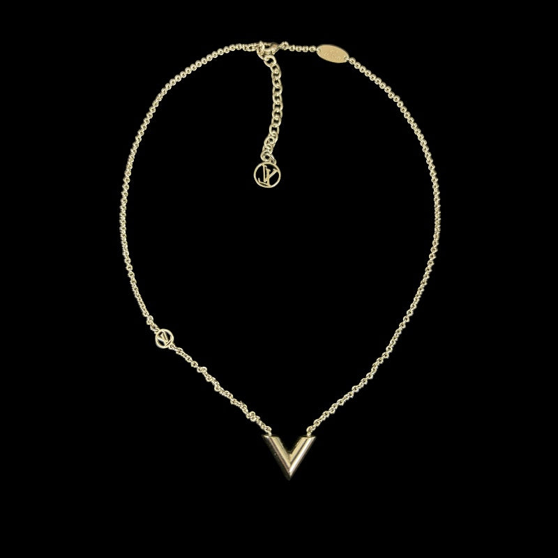 LOUIS VUITTON Necklace Essential V Accessory M63197 LE0281 Silver Metal V Motif Simple
