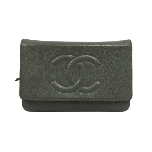 Chanel Shoulder Crossbody Bag, Grey Caviar Leather, Flap Design, Silver Hardware, With Authenticity Card, Luxury Classic Handbag