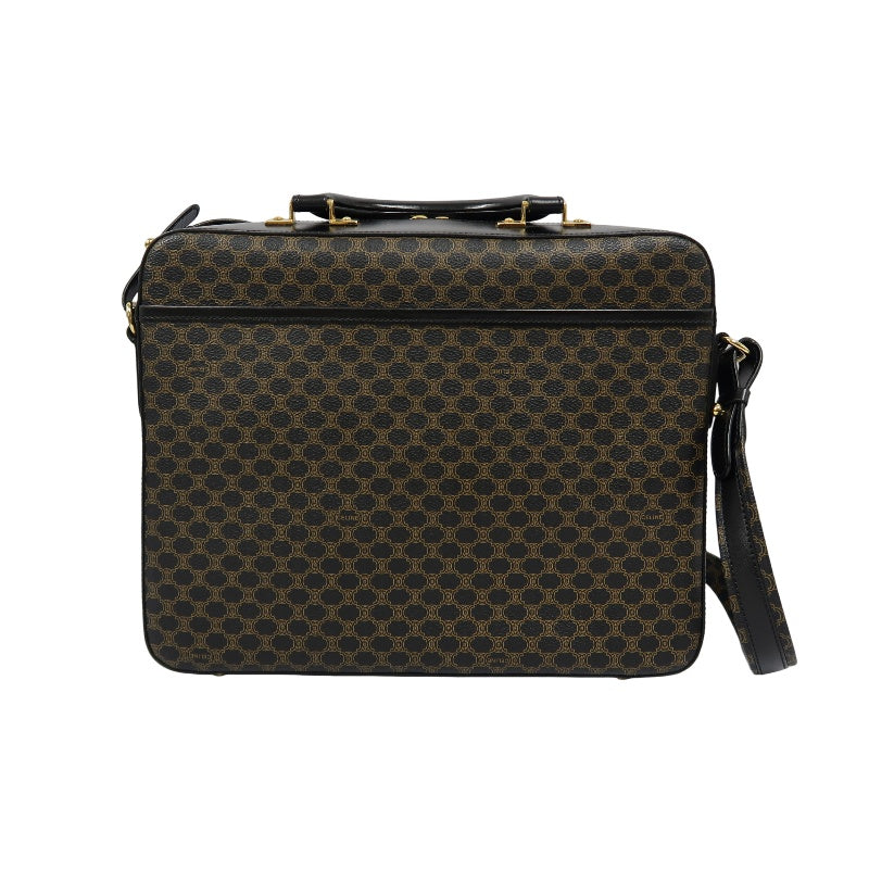 CELINE Macadam Briefcase, Brown/Black, PVC-Coated Canvas, with Shoulder Strap & Dust Bag