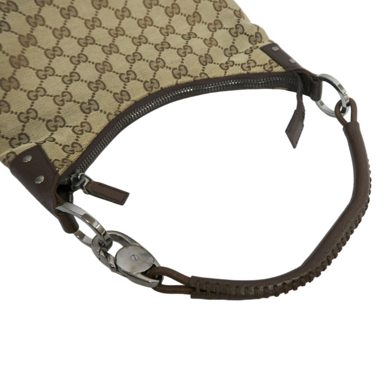 GUCCI GG Canvas Shoulder Bag, Brown with Silver Hardware, GG Monogram Canvas