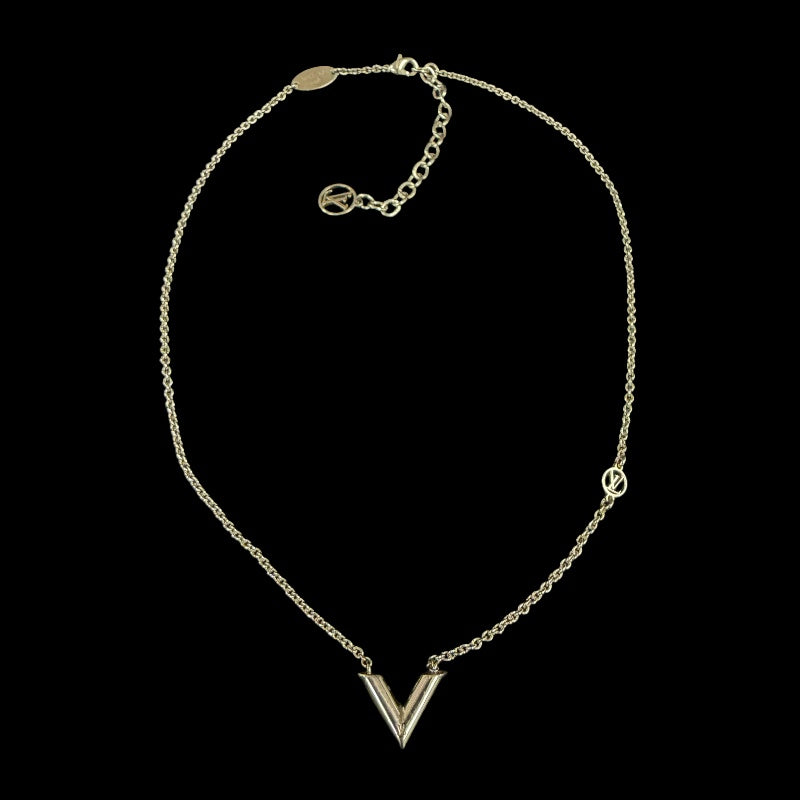 LOUIS VUITTON Necklace Essential V Accessory M63197 LE0281 Silver Metal V Motif Simple