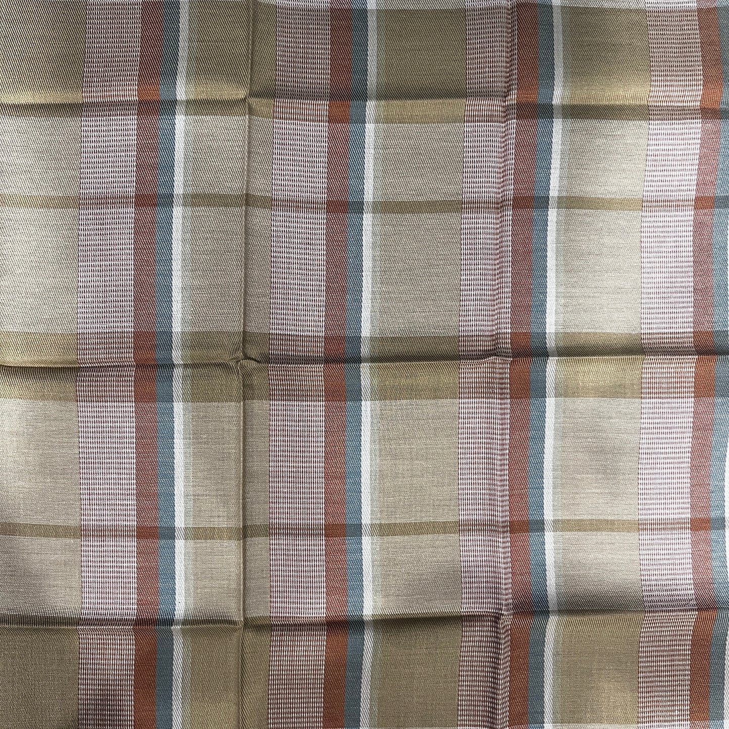 BURBERRY Check Cotton Handkerchief Light Khaki Multicolor
