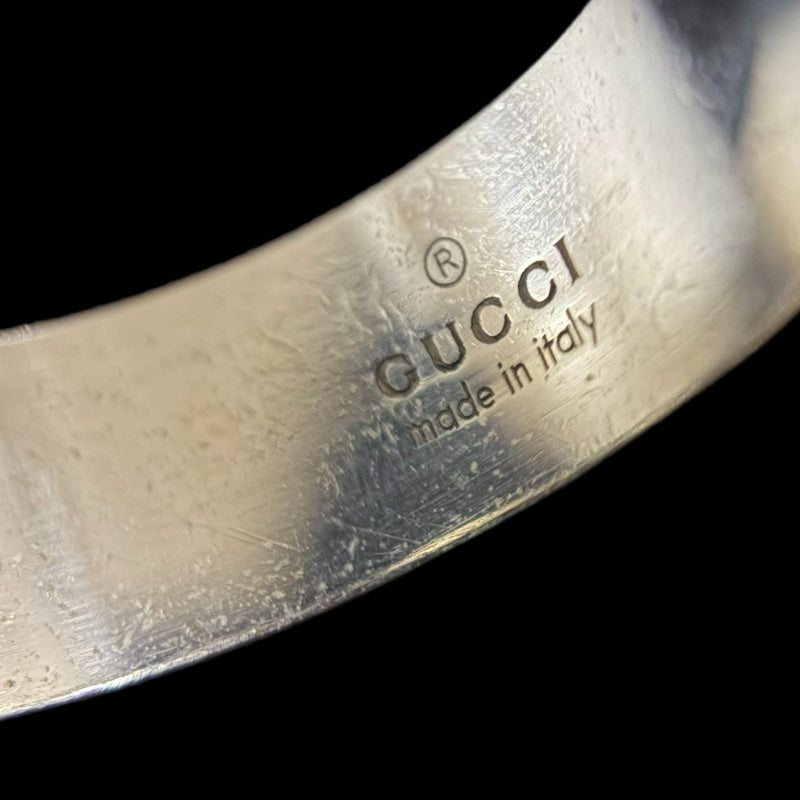 GUCCI GG & Bee Ring #13 925 Silver Total Weight Approx 7.8g Vintage Finish Wide Band Bee Motif GG Logo 　Box