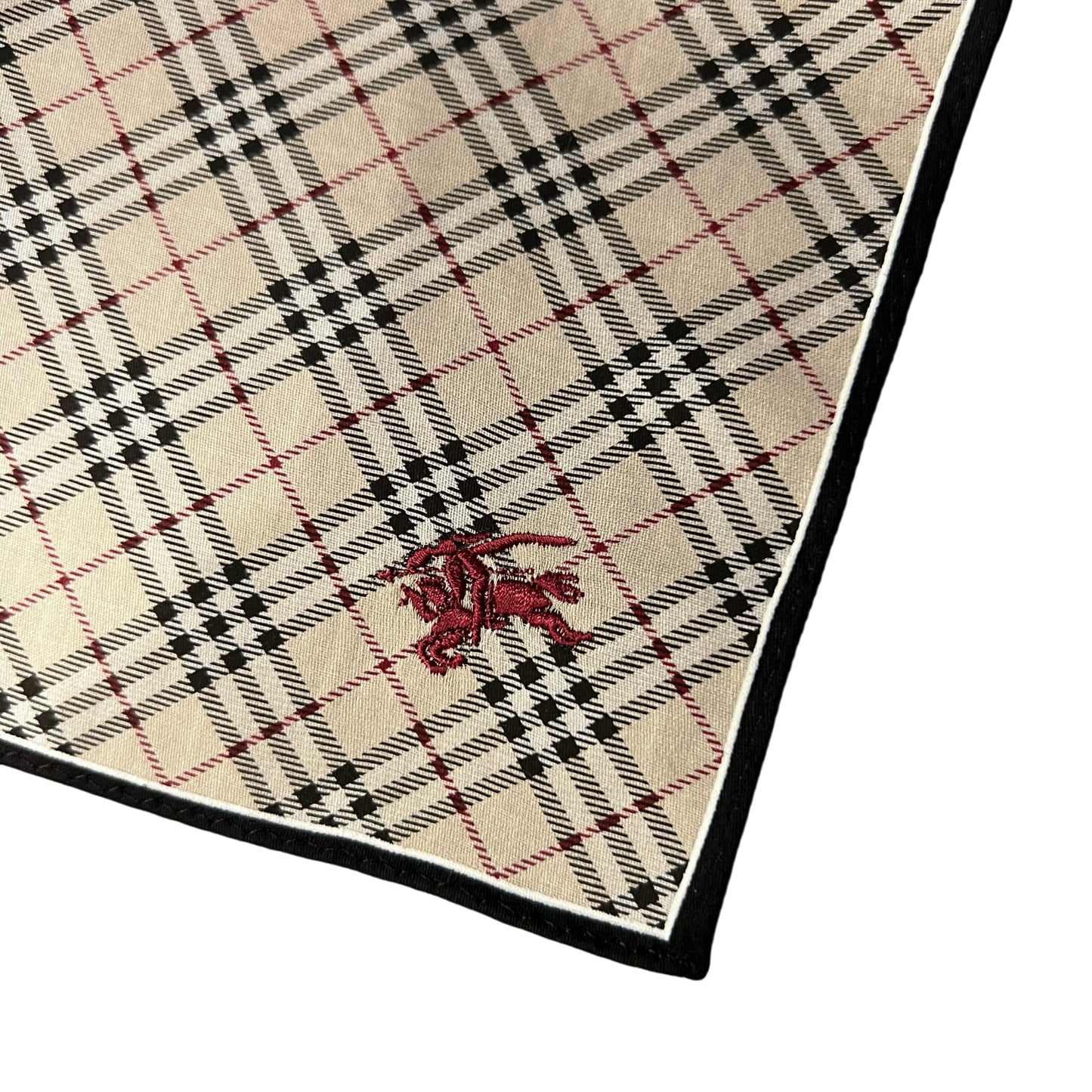 BURBERRY Check Cotton Handkerchief Black Red