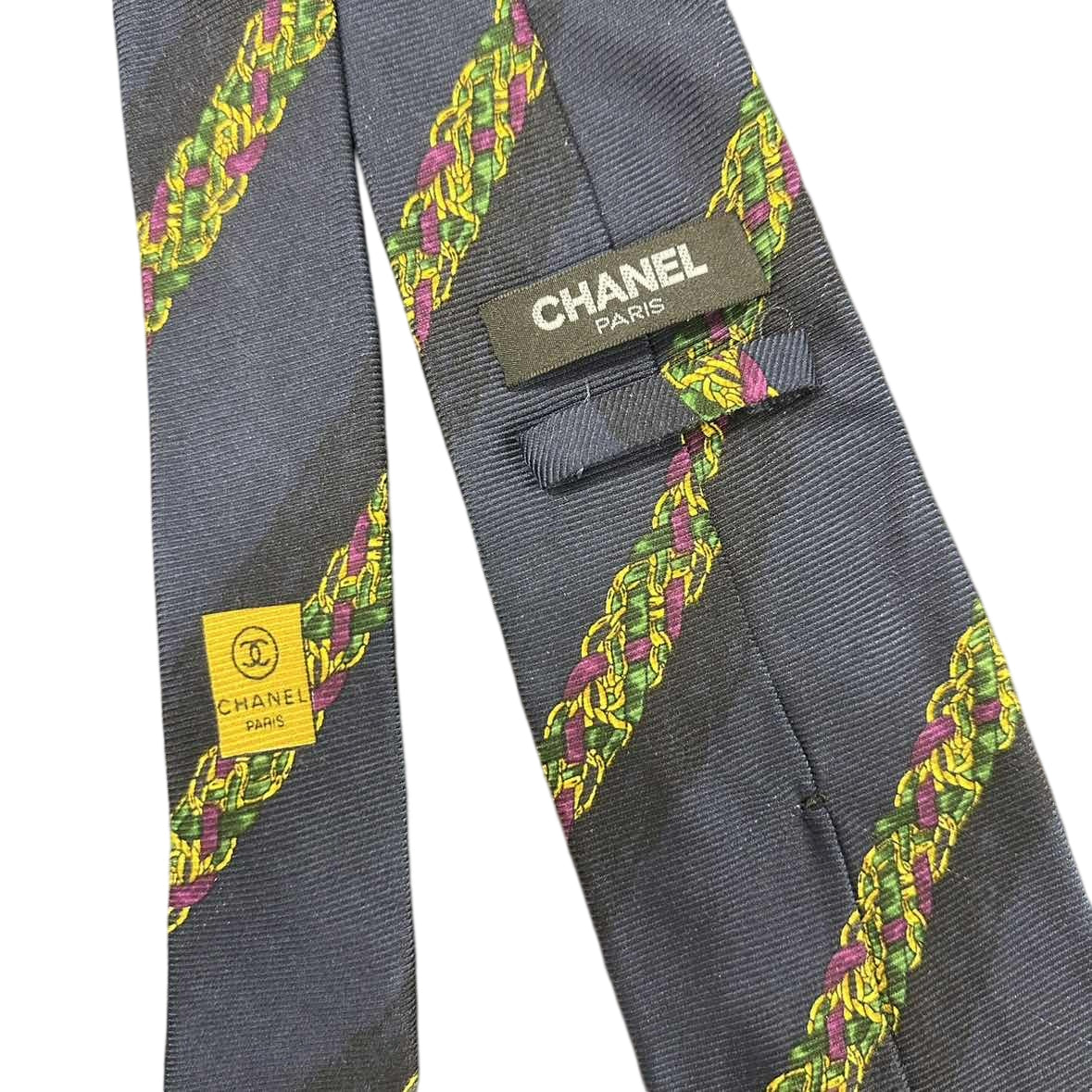 CHANEL tie, navy, with tag
