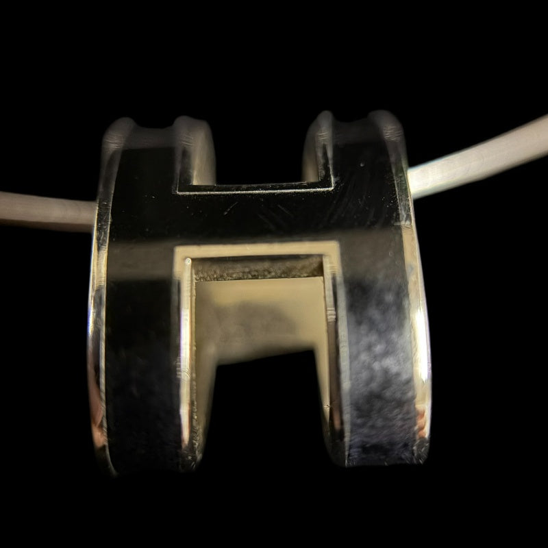 HERMES Pop Ash H Necklace Accessory 925 Silver Black Enamel H Pendant Snake Chain Total Weight Approx 6.66g Box　