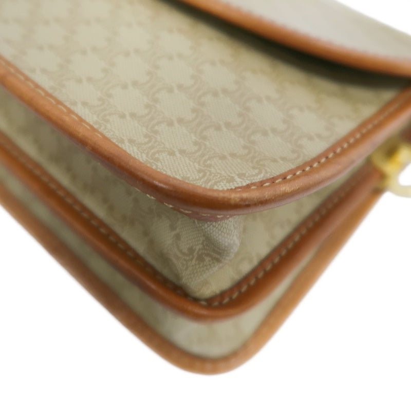 CELINE Macadam Shoulder Bag, Beige, Gold Hardware, CELINE Monogram PVC Saddle Crossbody Bag