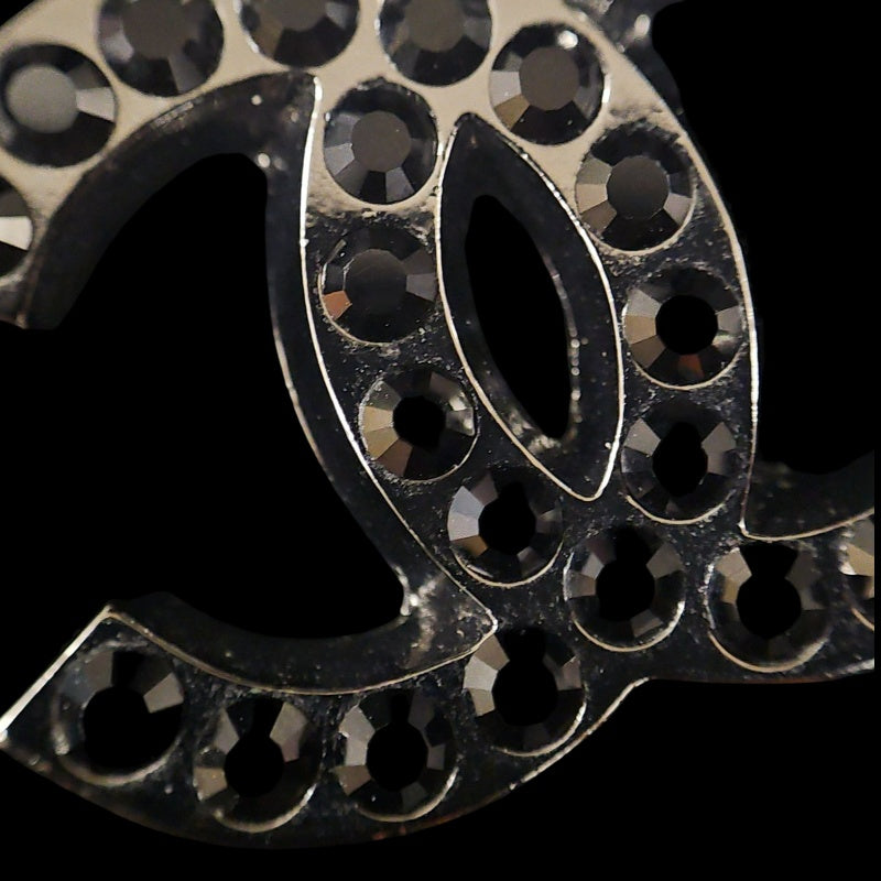 CHANEL Black-Tone Alloy Crystal Necklace With Box